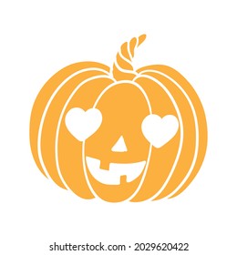 Halloween pumpkin icon. Vector. Autumn symbol. Flat design. Halloween scary pumpkin with smile, happy face. Orange squash silhouette isolated on white background. Cartoon colorful illustration.