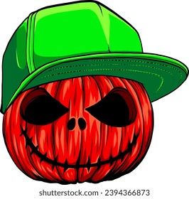 Halloween pumpkin icon. Vector. Autumn symbol. Flat design. Halloween scary pumpkin with smile, happy face. silhouette isolated on white background. Cartoon colorful illustration.