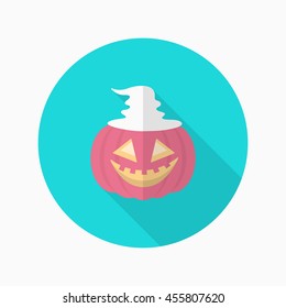 Halloween pumpkin icon, Vector flat long shadow design. Halloween concept.