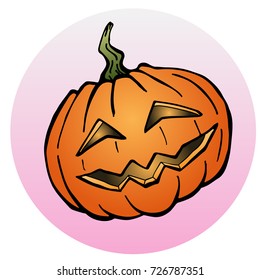 Halloween pumpkin icon. Vector illustration. Halloween pumpkin lantern with smiling face. Element for design.