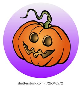 Halloween pumpkin icon. Vector illustration. Halloween pumpkin lantern with smiling face. Element for design.