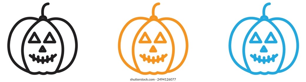 Halloween pumpkin icon vector logo set collection for web app ui