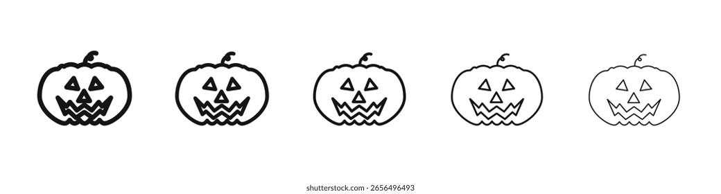 Icono de calabaza de Halloween Vector esquema conjunto ilustración signo
