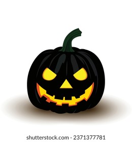 Halloween pumpkin icon, vector symbol of autumn, flat design, scary halloween pumpkin with smile, face with orange squash illustration isolated on white background, cartoon colorful illustration