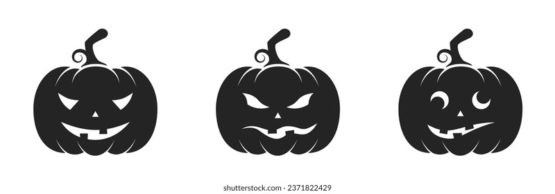 halloween pumpkin icons. jack o lantern and autumn symbols. isolated vector images