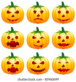 halloween pumpkin icons - vector illustration