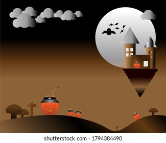 Halloween pumpkin illustration The atmosphere is scary at night.
