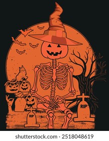 Halloween pumpkin illustration background vector t shirt