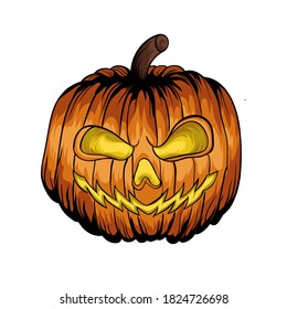 Halloween pumpkin illustration design vector perfect for halloween decoration, merchandise, poster, or anything about halloween related.