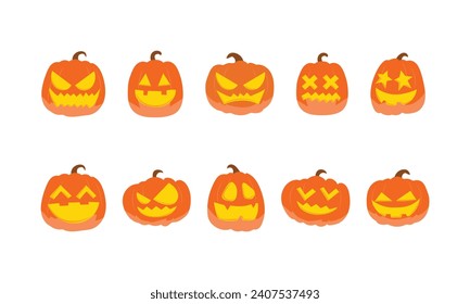 Conjunto de elementos de iluminación de calabaza de Halloween