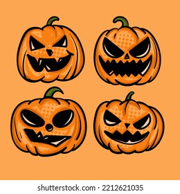 Halloween pumpkin illustration. Hand-drawn vector illustration. 
