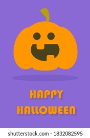 Halloween Pumpkin illustration isolated on purple background. Flat style.
