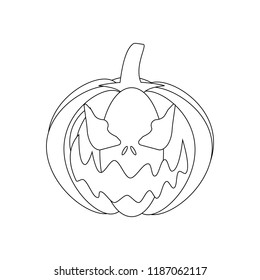 Halloween pumpkin illustration on the white background. Vector illustration