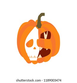 Halloween pumpkin illustration on the white background. Vector illustration