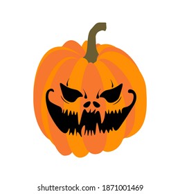 Halloween pumpkin illustration on the white background. Vector illustration