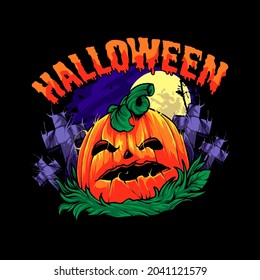 Halloween Pumpkin Illustration. Perfect for T-shirt Product