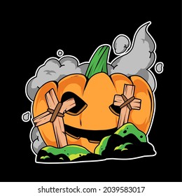 Halloween pumpkin illustration for poster, clipart, sticker and print media purposes