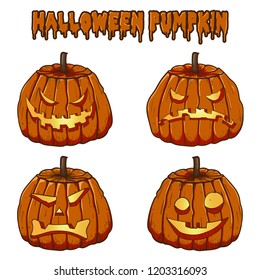 Halloween pumpkin illustration vector collections.
4 expressions of pumpkin