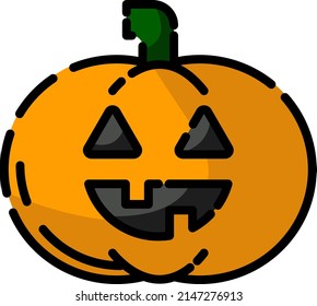 Halloween pumpkin, illustration, vector on a white background.