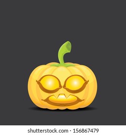 Halloween Pumpkin isolated on black background. Scary Jack. Vector illustration