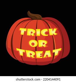Halloween pumpkin isolated on black background. Trick or treat carving. Jack o Lantern design element. 