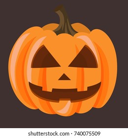 Halloween pumpkin. Isolated on black background. Vector illustration.