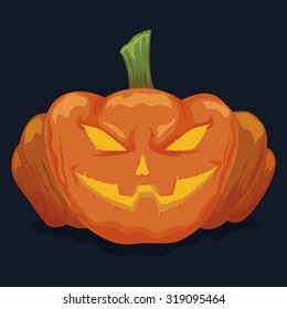Halloween Pumpkin Isolated on dark background, Vector Illustration