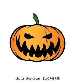 Halloween pumpkin isolated on white vector illustration