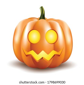 Halloween Pumpkin isolated on white background.Scary Jack O Lantern halloween pumpkin with light inside 3d render.