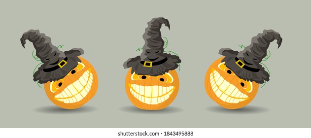 Halloween pumpkin isolated on white background. Vector illustration.