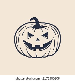 Halloween pumpkin isolated on white background. Vintage Jack o lantern icon. Vector illustration