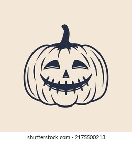 Halloween pumpkin isolated on white background. Vintage Jack o lantern icon. Vector illustration