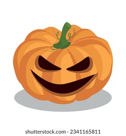 Halloween pumpkin isolated on a white background. The main symbol of the Halloween holiday. Orange pumpkin. Vector illustration