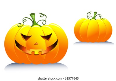 Halloween pumpkin. Isolated on white. Vector illustration.