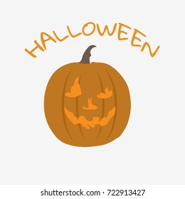 Halloween Pumpkin isolated on white background. Flat vector stock illustration