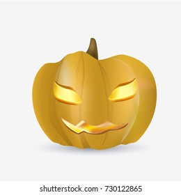 Halloween Pumpkin isolated on white background. Flat vector stock illustration