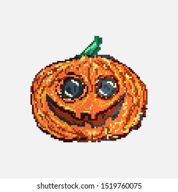Halloween pumpkin isolated vector pixel art style illustration