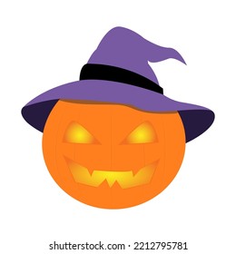 Halloween pumpkin isolated. White background. Vector graphics. Cartoon style. 