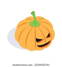 Halloween pumpkin isometric icon, editable design