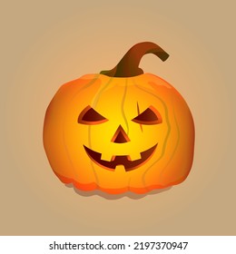 Halloween pumpkin ivector llustration. Halloween celebration decoration. Orange pumpkin in cartoon style.