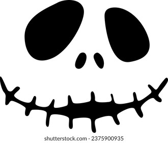 Halloween pumpkin Jack face monster silhouette. 