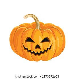 Halloween Pumpkin Jack isolated on white background. Vector illustration in a flat style.