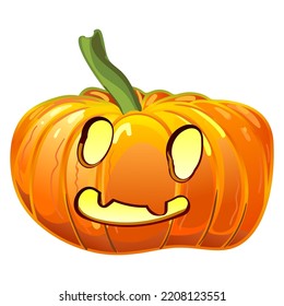 Halloween pumpkin or jack lamp, a traditional object for the feast of all saints on a white background