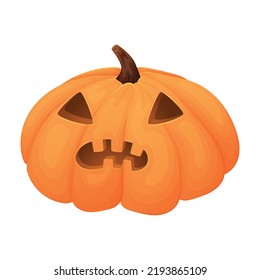 Halloween pumpkin jack lantern with cut out eyes and mouth, vector isolated cartoon illustration.