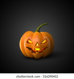 Halloween Pumpkin Jack Lantern. Holiday Vector Illustration Of Realistic Pumpkin