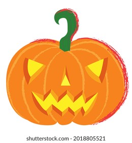 Halloween pumpkin. Jack lantern pumpkin smiling in flat cartoon style. Vector illustration