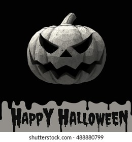 Halloween pumpkin jack lantern with stone material on dark melt background