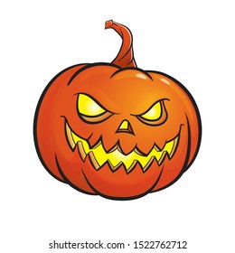 Halloween Pumpkin Jack O isolated on white background, vector illustration