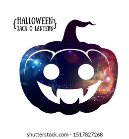 Halloween pumpkin jack o lantern silhouette with space background inside