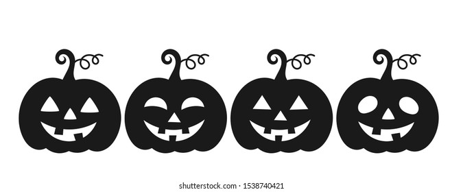 Halloween pumpkin Jack O Lantern icons collection. Vector illustration